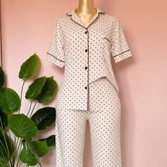 Burgundy Dots Pijama Set 🤍