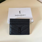 Saint Laurent Monogram Quilted Leather Card Holder - Black