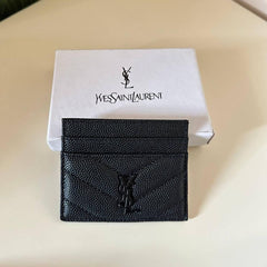 Saint Laurent Monogram Quilted Leather Card Holder - Black