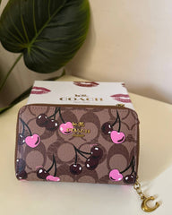 Coach Signature Cherry Print Wallet - Khaki