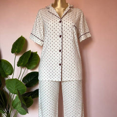 Burgundy Dots Pijama Set 🤍