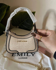 Emily Loran Mini Hobo Bag - Beige Straw Edition