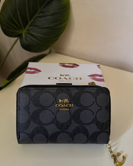 Coach Signature Zip Around Wallet - Black
