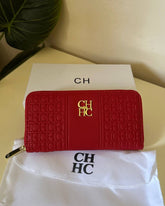 CH Embossed Leather Wallet - Red