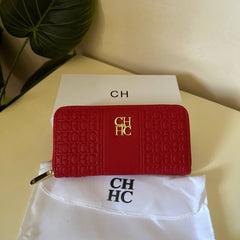 CH Embossed Leather Wallet – ٍRed