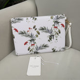 Ted Baker White Floral Saffiano Envelope Wristlet - White
