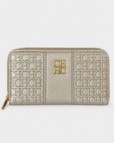 CH Embossed Leather Wallet - Silver