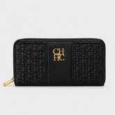 CH Embossed Leather Wallet - Black