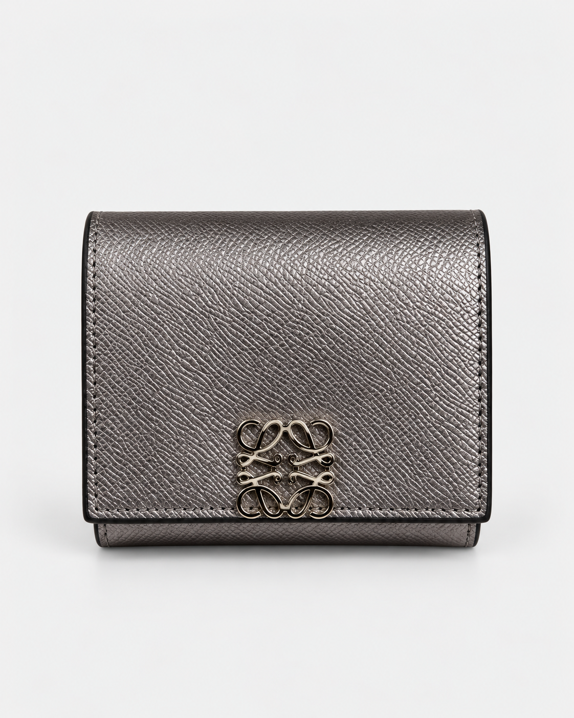 Loewe Anagram Trifold Wallet in - Silver Metallic Leather