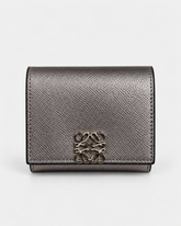 Loewe Anagram Trifold Wallet in - Silver Metallic Leather