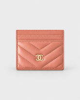Chanel Lambskin Camellia Embossed Card Holder Pink