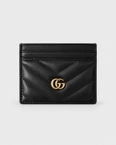 GUCCI Calfskin Matelassé GG Marmont Card Holder Black