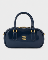 MIU MIU Glossy Leather Handbag – Navy Blue