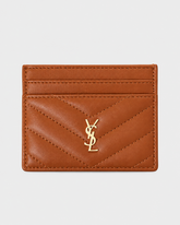 Saint Laurent Monogram Quilted Leather Card Holder -Brown