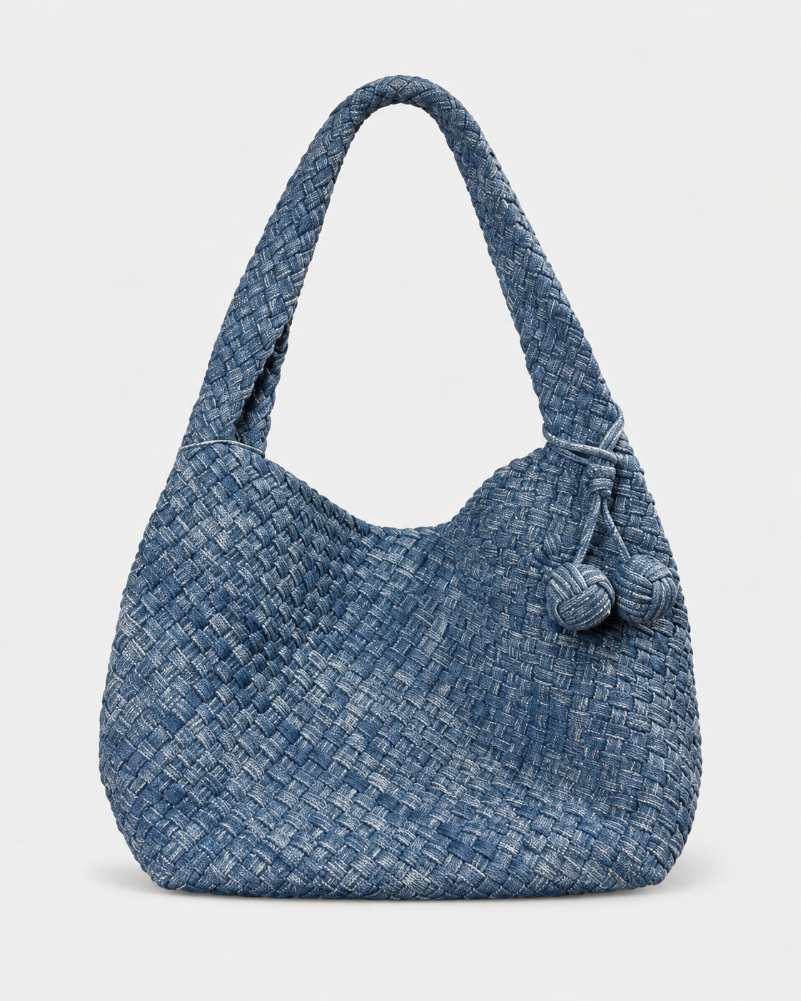 Bottega Veneta Intrecciato Woven Denim Hobo Bag Medium -Denim