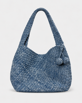 Bottega Veneta Intrecciato Woven Denim Hobo Bag Medium -Denim