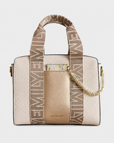 Emily Loran Pastel City Tote Bag with Front Pocket Pouch -Rose Gold