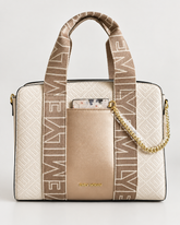 Emily Loran Pastel City Tote Bag with Front Pocket Pouch - Gold