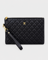 Chanel Classic O Case Clutch Quilted Lambskin Medium - Black