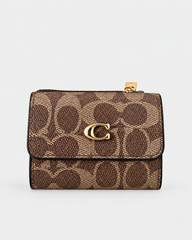 Coach Snap Wallet in Signature Canvas in Tan/ Brown