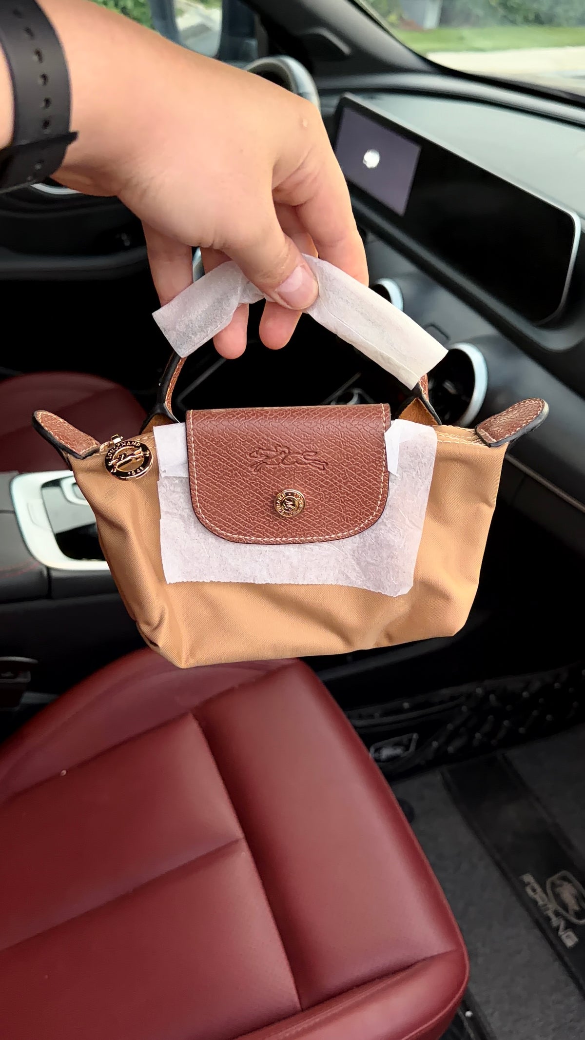 Longchamp Le Pliage mini Pouch with Handle - Sand Yellow