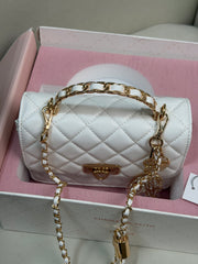Charles & Keith Cressida Quilted Top Handle Bag - White