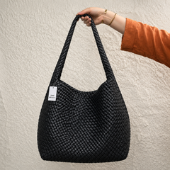 Bottega Veneta Intrecciato Woven Leather Hobo Bag Large - Black