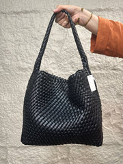 Bottega Veneta Intrecciato Woven Leather Hobo Bag Large - Black