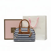 Emily Loran Striped Mini Satchel - Navy & White