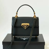 PRADA Leather Logo Flap - Black