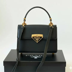 PRADA Leather Logo Flap - Black