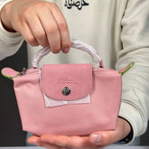 Longchamp Green Petal Pink Mini Handbag with Strap