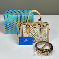 Tory Burch Monogram Boston Bag - Blush Beige