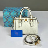Tory Burch Monogram Boston Bag - White