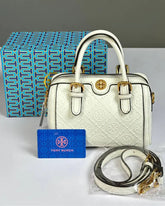 Tory Burch Monogram Boston Bag - White