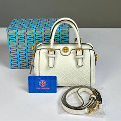 Tory Burch Monogram Boston Bag - White