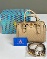 Tory Burch Monogram Boston Bag - Café