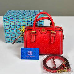 Tory Burch Monogram Boston Bag - Red