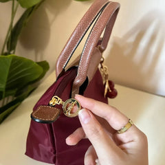 Medium Mirror Long Champ - Burgundy