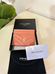 Saint Laurent Monogram Quilted Leather Card Holder - Pink