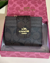 Coach Women's Medium Leather Corner Zip Wallet in Signature Brown