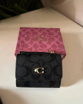 Coach Medium Corner Zip Wallet in Signature Canvas Black