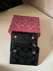 Coach Medium Corner Zip Wallet in Signature Canvas Black