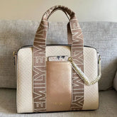 Emily Loran Pastel City Tote Bag with Front Pocket Pouch - Gold