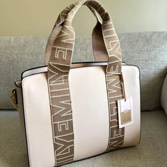 Emily Loran Pastel City Tote Bag with Front Pocket Pouch - Gold