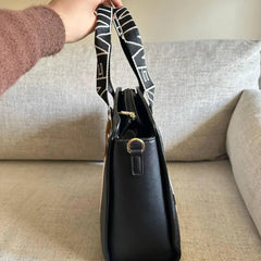 Emily Loran Pastel City Tote Bag with Front Pocket Pouch -Black