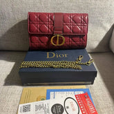 Christian Dior Burgundy Lady Dior Chain Pouch