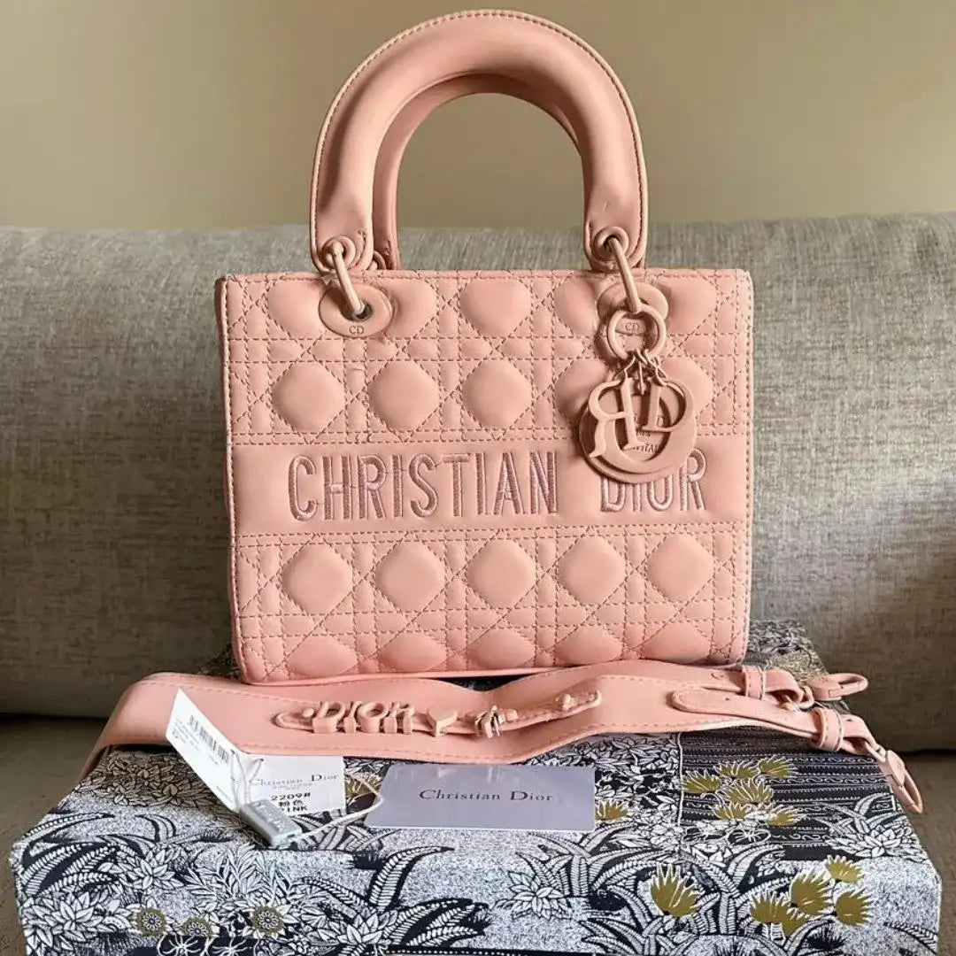 Christian Dior small lady Blush Cannage Lambskin Bag