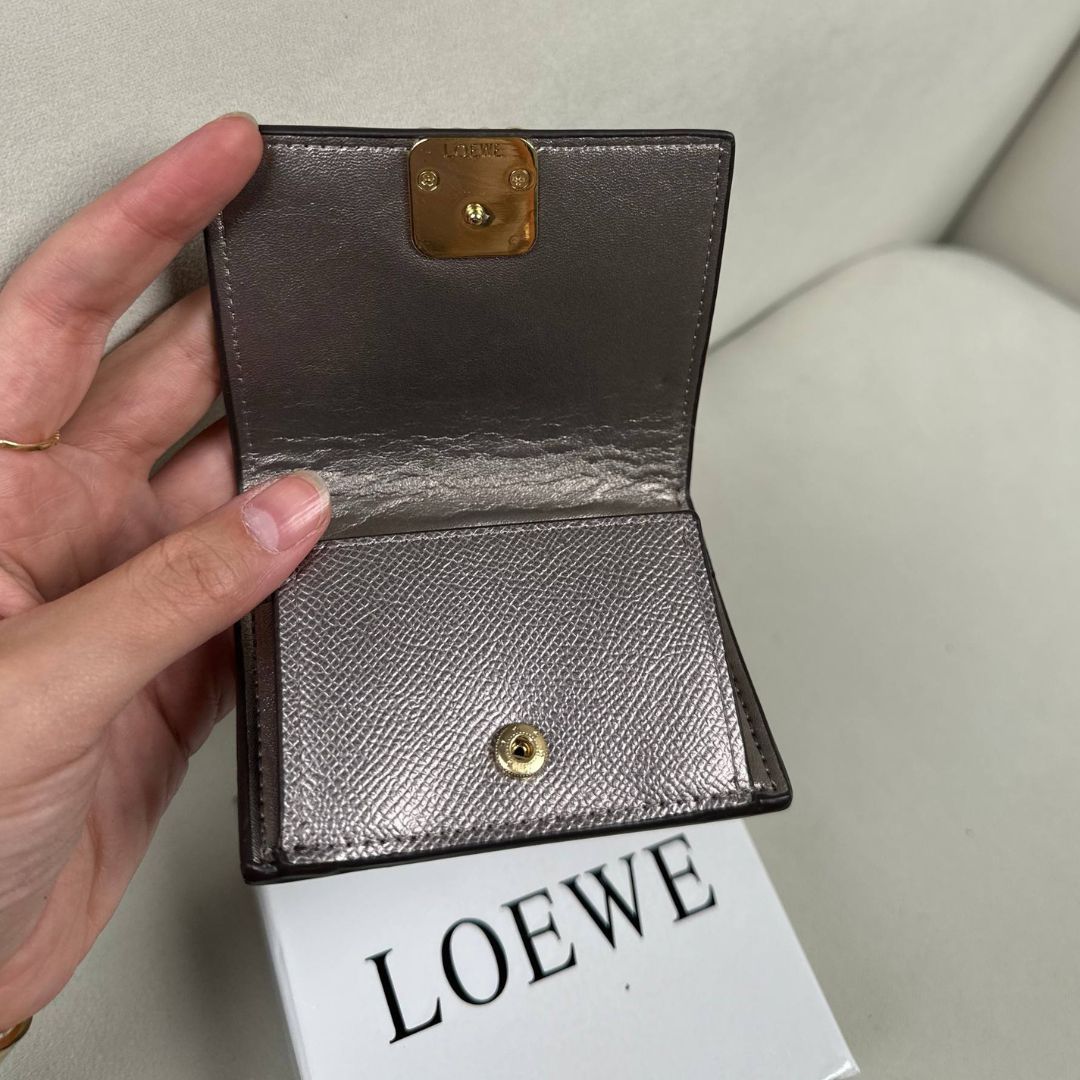 Loewe Anagram Trifold Wallet in - Silver Metallic Leather