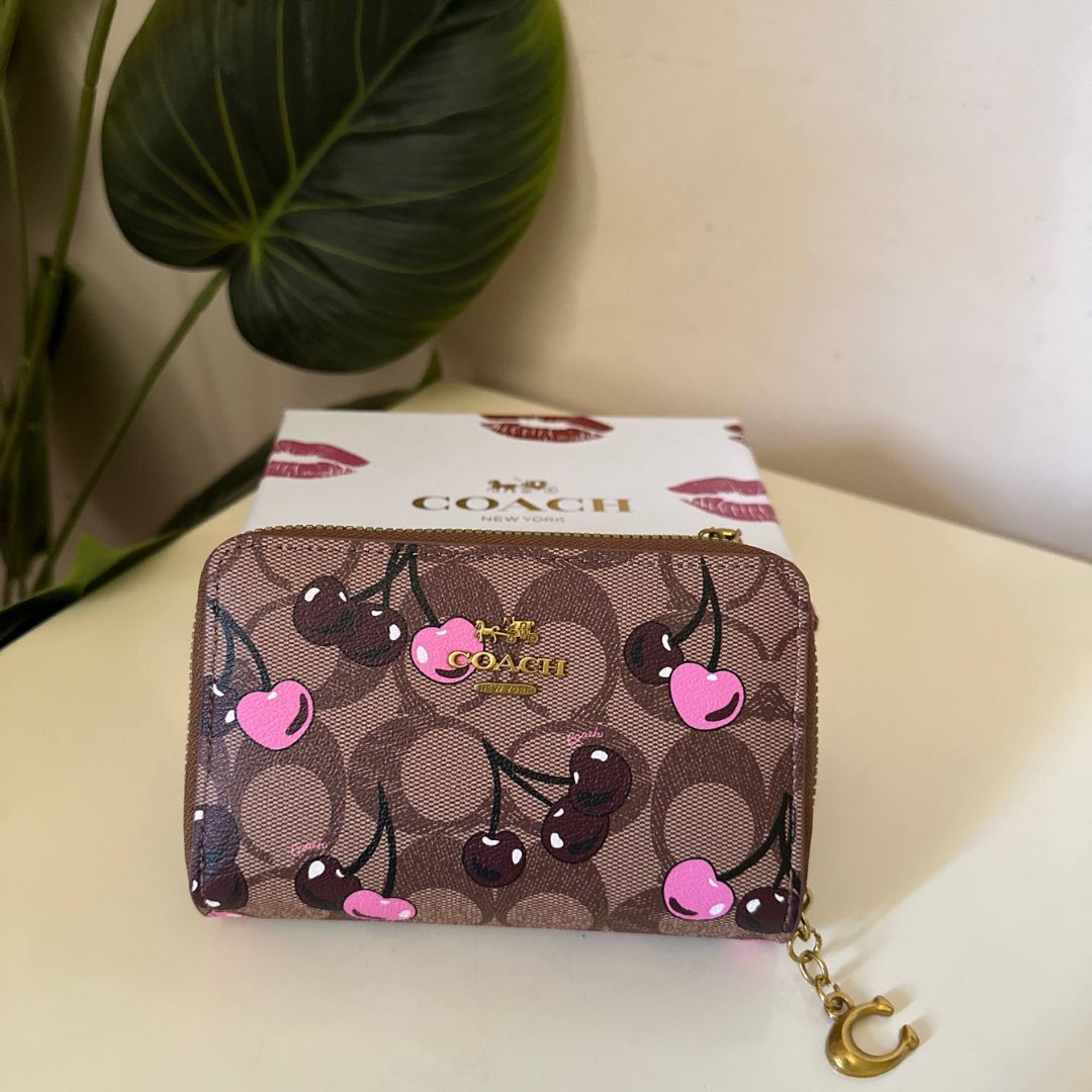 Coach Signature Cherry Print Wallet – Khaki